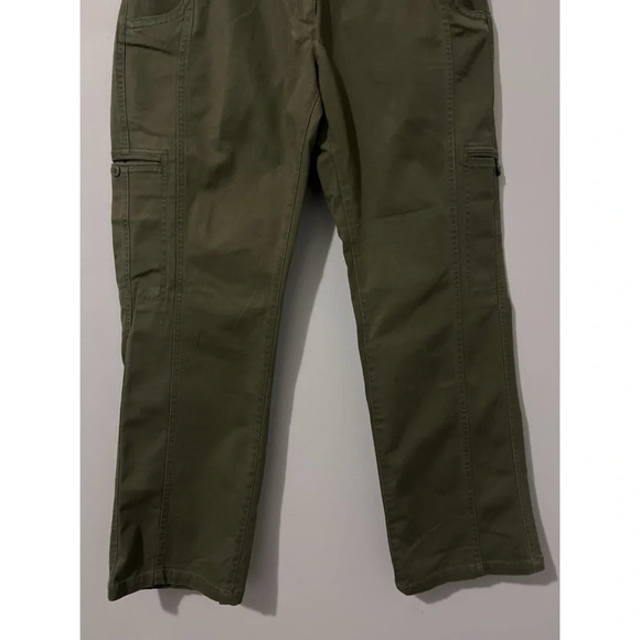 L.L. Bean Pants Women’s 10 Petite Green Cargo Cotton Stretch Canvas Classic Fit - Picture 5 of 13